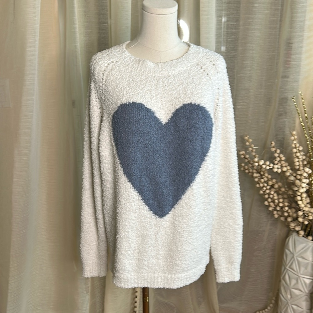 JODIFL Chenille Heart Sweater Grey Sz S